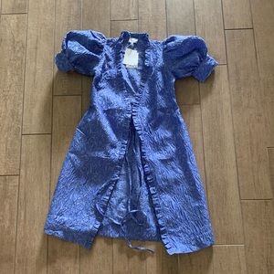 Ganni Ruffle 3D Jacquard Wrap Dress | size